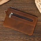 Mini Coin Purse Genuine Leather Real Cowhide Small Wallet with Key Ring - VacationGrabs