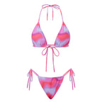 VacationGrabs Women 2 Pieces Bikini Swimsuit Spaghetti Strap Top Tie Side Triangle G-Thong Bathing Suit Beach Holiday Swimwear