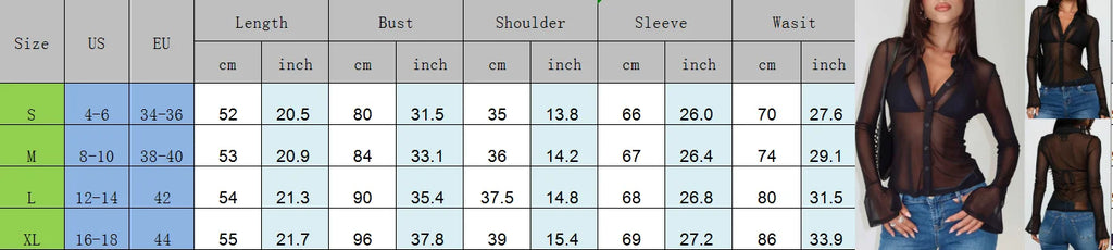 VacationGrabs Sheer Button Down Shirts for Women See Through Mesh Long Sleeve Button Up Blouse Shirt Sexy Going Out Tops Streetwear