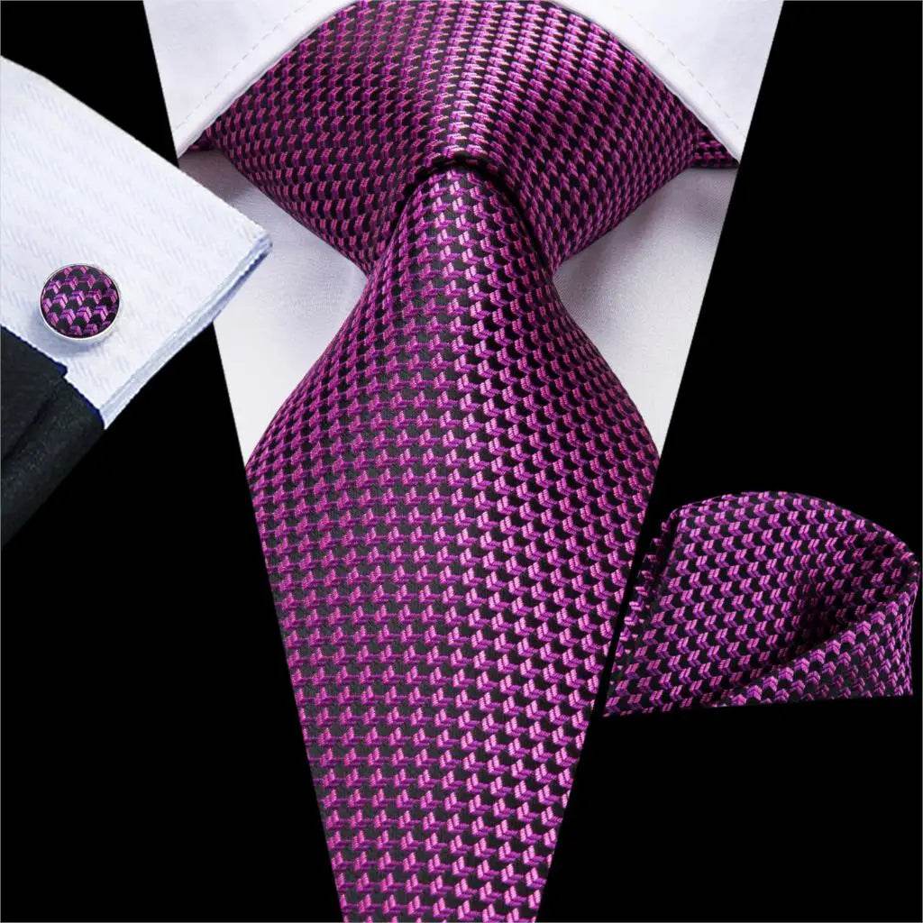 Purple Paisley Silk Tie Set for Men - VacationGrabs