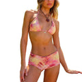 VacationGrabs Two Piece Swimsuit for Women Boy Shorts Halter String Bikini Top with Low Rise Shorts Set Summer Y2k Beachwear