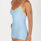 VacationGrabs Womens Monokini Swimsuit Tight Fitted Contrast Trim Scoop Neck Spaghetti Strap Open Back Bathing Suit Casual Swimwear