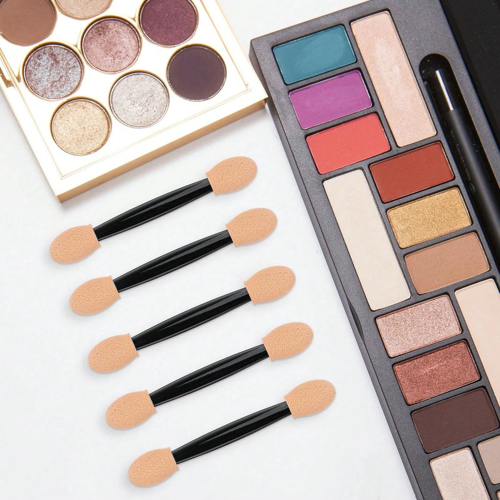 100/200Pcs Double-Headed Eyeshadow Brush, Disposable Dual Sided Eyeshadow Brush Double Ended Sponge Applicator Oval Tipped