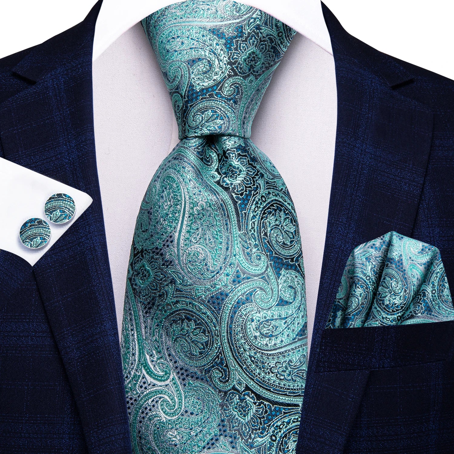 Men's Black Silk Paisley Tie for Travel-Friendly Style