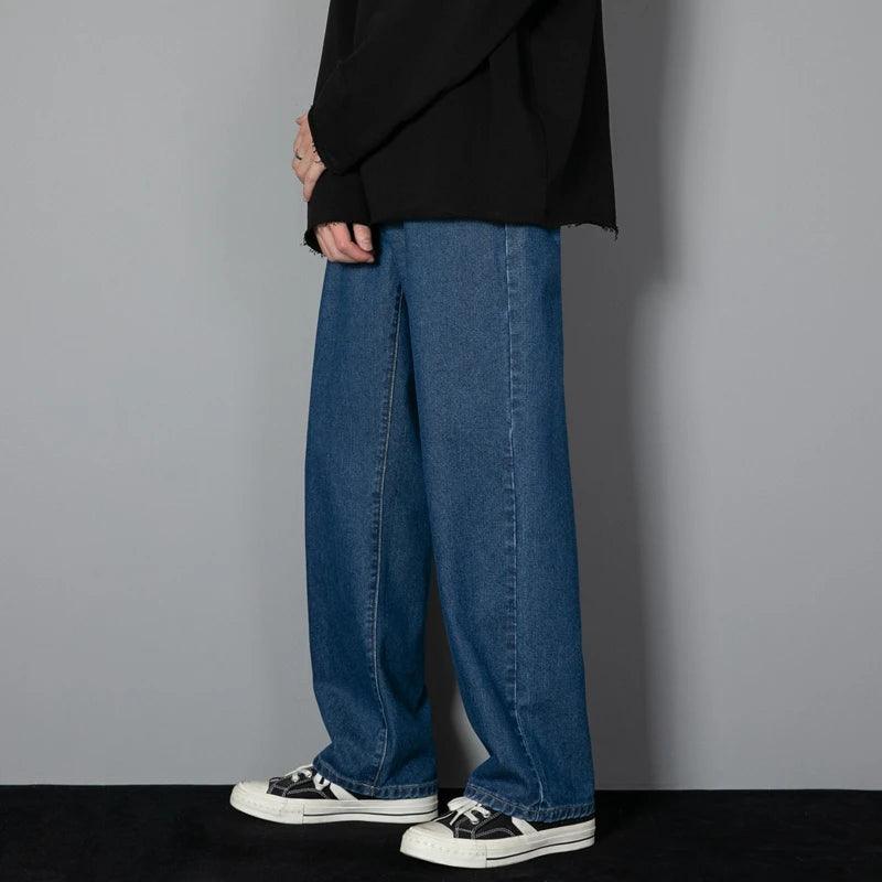 Men's Pants - Jeans Korean Men's Casual Long Jeans Classic Straight Denim Wide-leg Pants