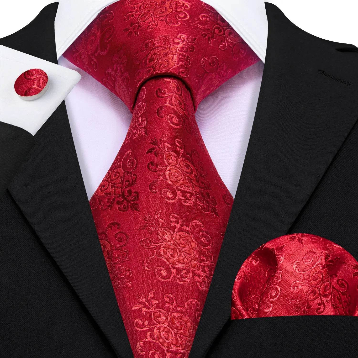 Floral Jacquard Silk Tie Set for Men - VacationGrabs