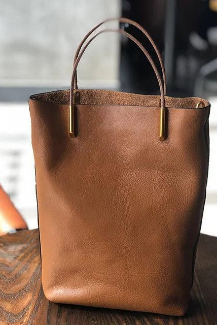  Simple Genuine Leather Women's Bucket Bag Natural Soft Leather