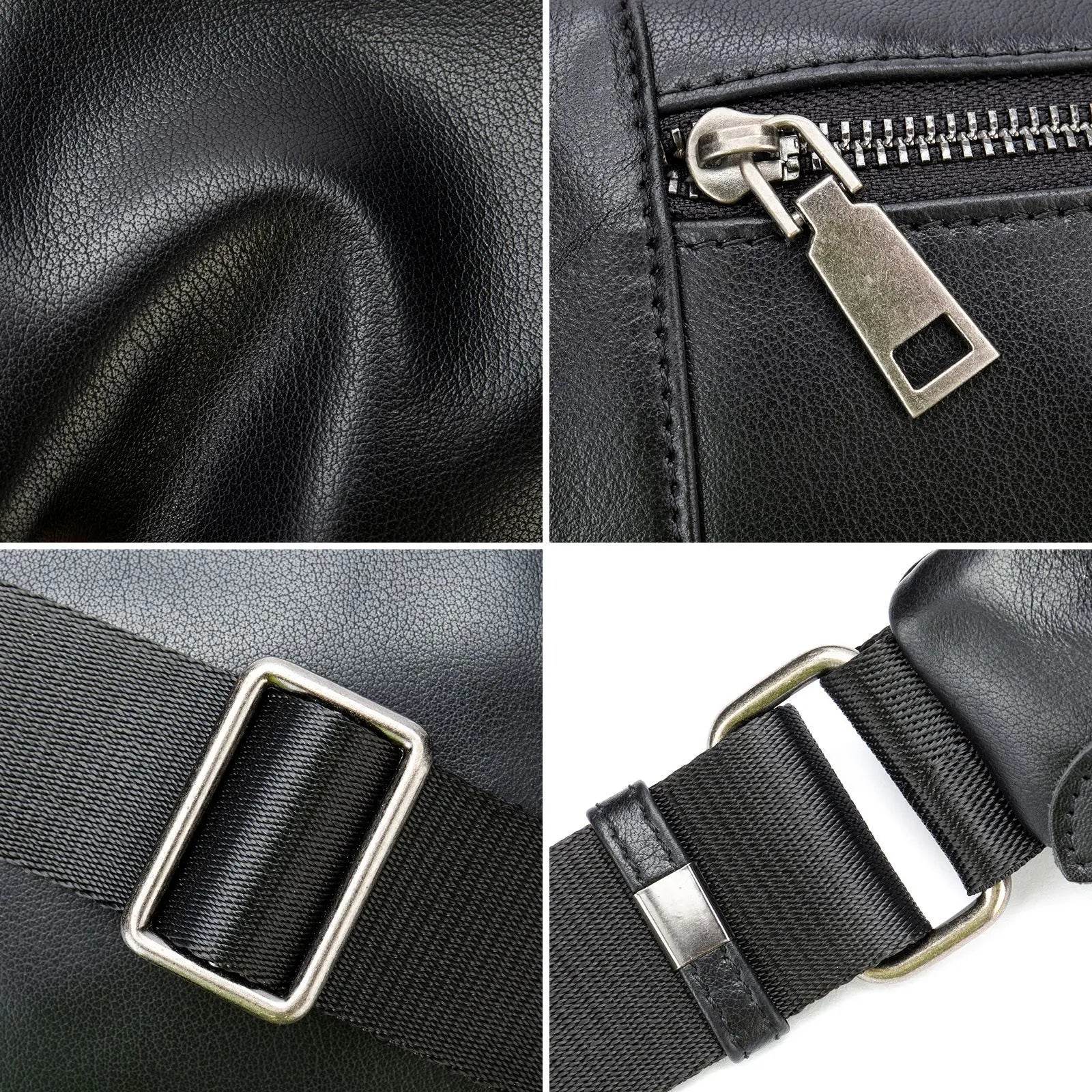 Men's Single Shoulder Crossbody Real Cowhide Waist Pack Chest Bag - VacationGrabs