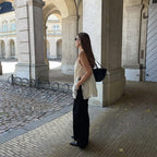 VacationGrabs Women Lace Trim Satin High Low Tops Silk Spaghetti Strap Side Split Asymmetrical Cami Top Flowy Silky Layering Tops