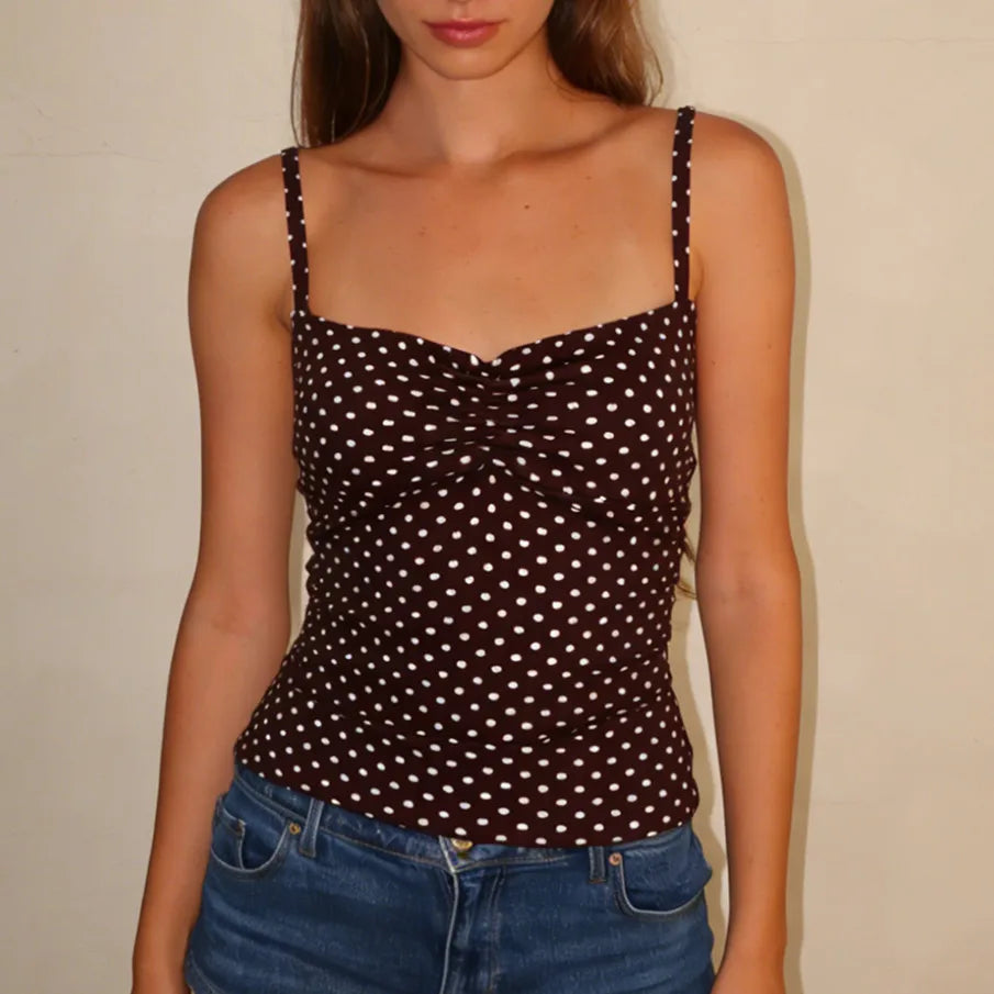 VacationGrabs Cute Stripe Camisole Top Summer Women Sweetheart Neck Spaghetti Strap Slim Low Back Crop Top Y2K Aesthetic Streetwear