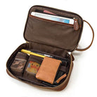 Crazy Horse Genuine Leather Small Travel Toiletry Bag - VacationGrabs