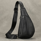 Men's Genuine Leather Chest Sling Bag – Coffee Brown