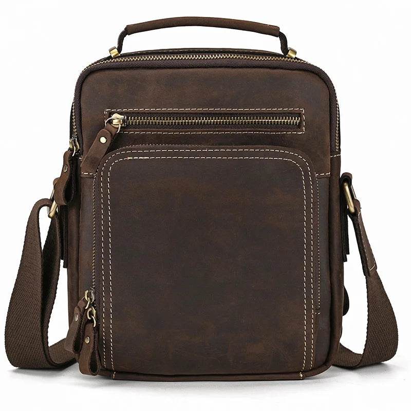 Fashion Leather Messenger Bag Crossbody Bag for Men School Bag - VacationGrabs