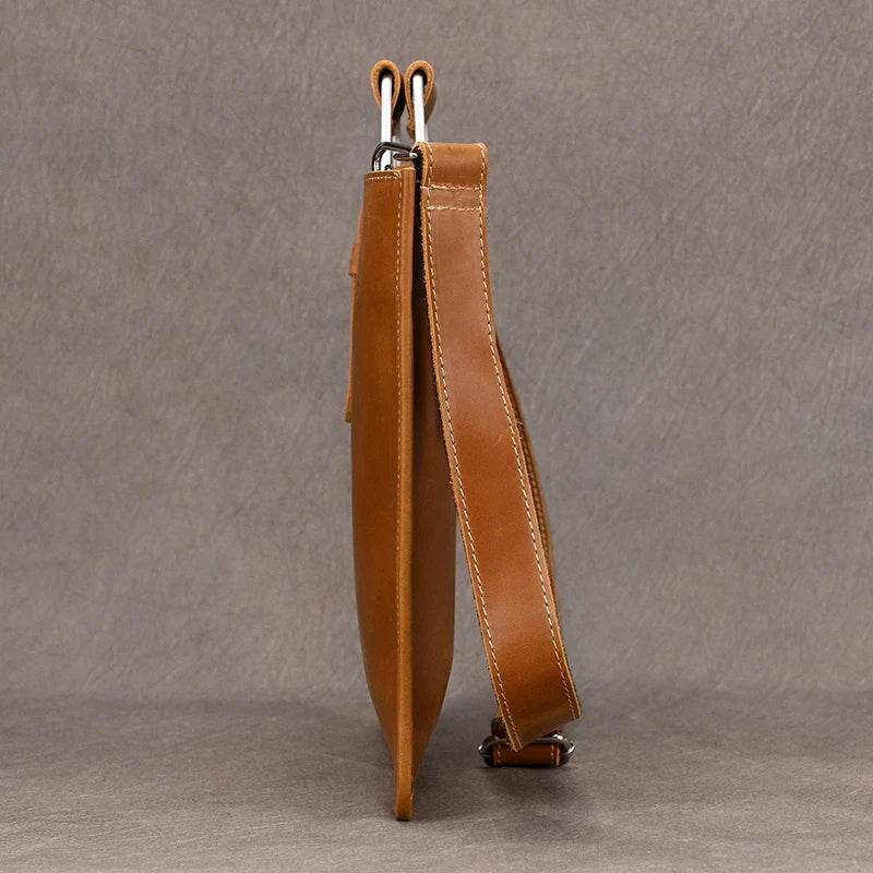 Vintage Style Men's Leather Briefcase Slim Working Tote Designer Bag - VacationGrabs