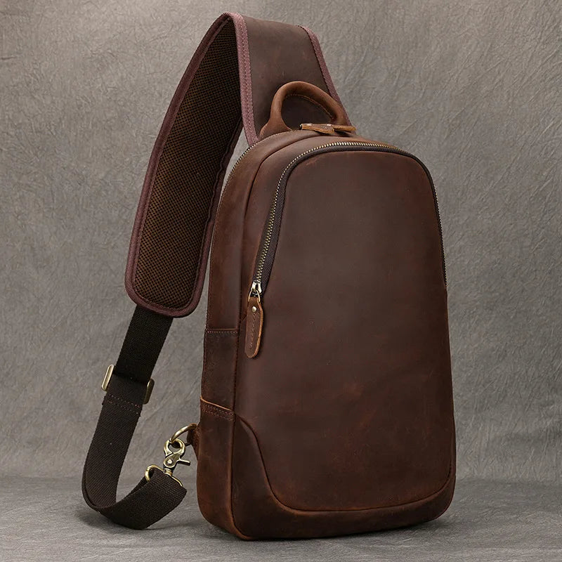 Men's Genuine Leather Sling Bag — Vintage Travel Crossbody