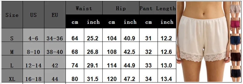 VacationGrabs Chic White Satin Lace Shorts For Woman Casual Elastic Waist Shorts Summer Elegant High Waist Short Pants Lady Streetwear