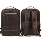 Vintage Travel Backpack Crazy Horse Leather Double Zipper Bag - VacationGrabs