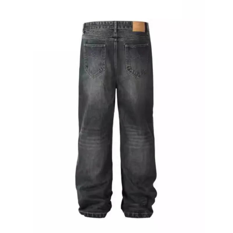 Vintage Baggy Letter Print Wide Leg Jeans for Men & Women