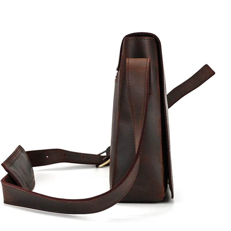 Retro Genuine Leather Laptop Shoulder Bag Business Messenger Bag - VacationGrabs