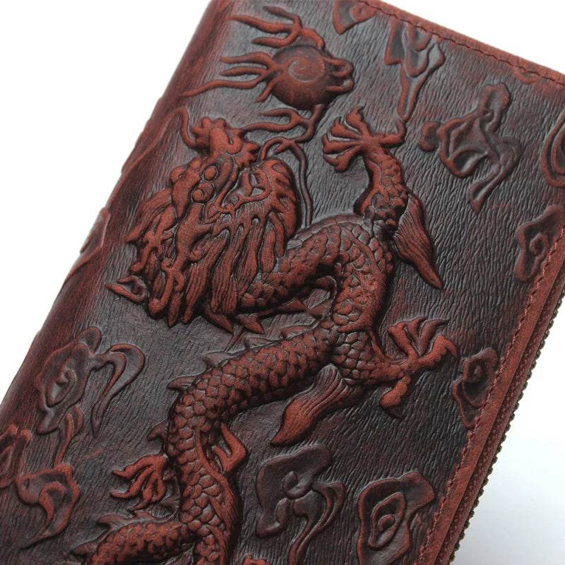 Luxury Men’s Leather Clutch Wallet Embossing Cowhide Long Purses - VacationGrabs