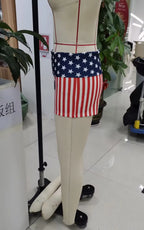 VacationGrabs Womens Patriotic Shorts Casual Foldover Waist Stars and Stripes Print Slim Fit Shorts Streetwear Shorts Independence Day