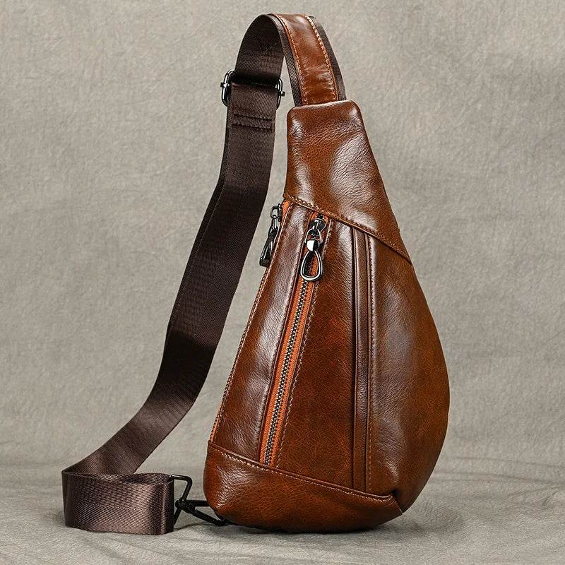Casual Men’s Leather Chest Bag Sling Crossbody Shoulder Bag - VacationGrabs