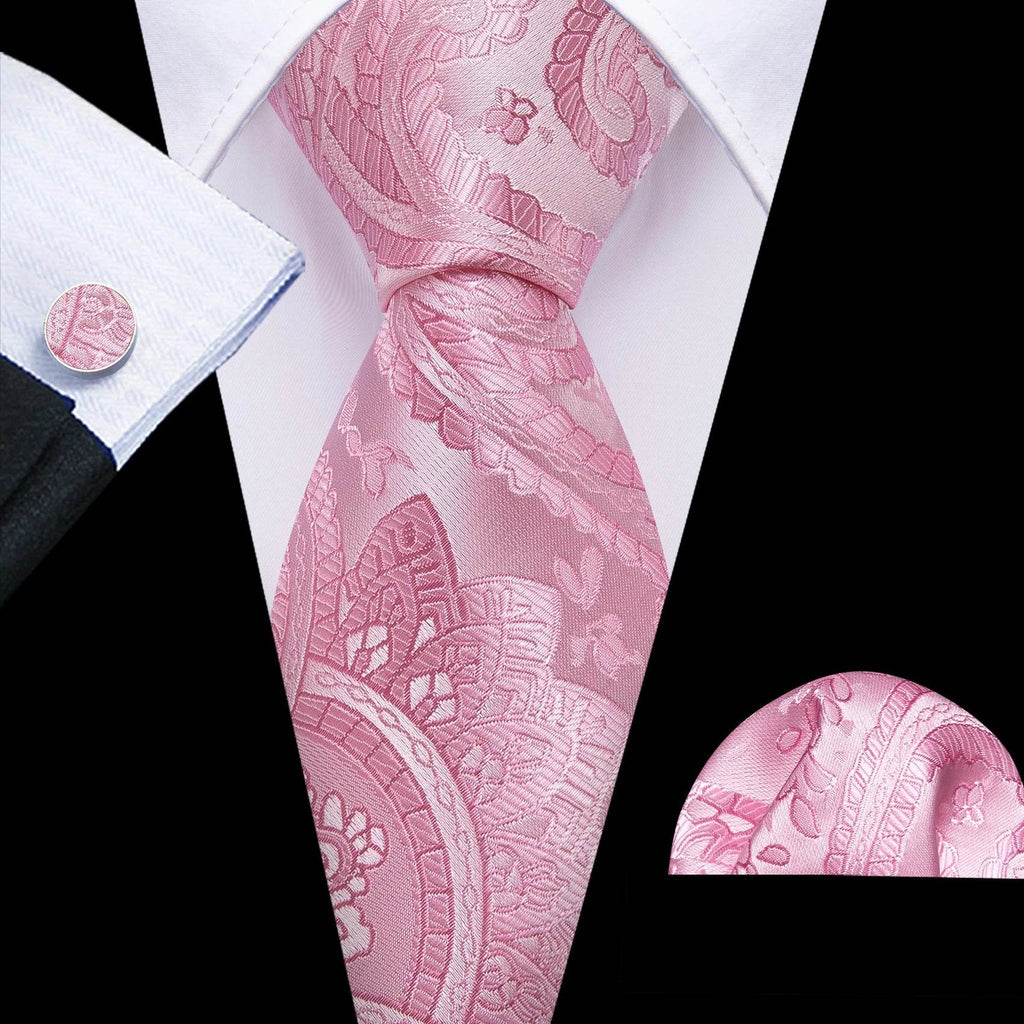 Floral Jacquard Silk Tie Set for Men - VacationGrabs