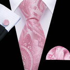 Floral Jacquard Silk Tie Set for Men - VacationGrabs