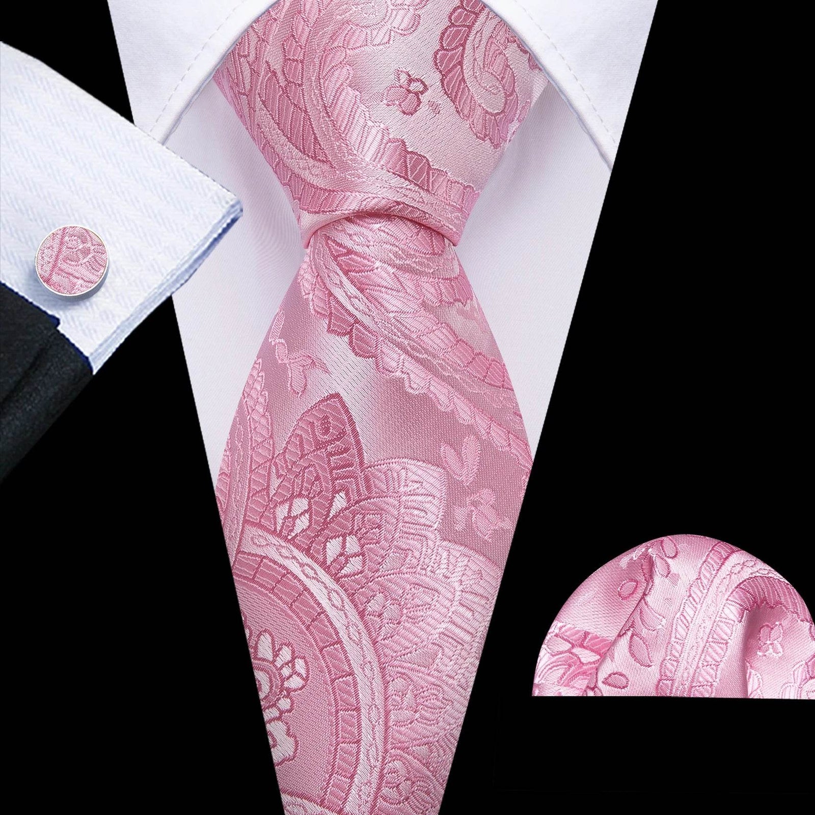 Floral Jacquard Silk Tie Set for Men - VacationGrabs