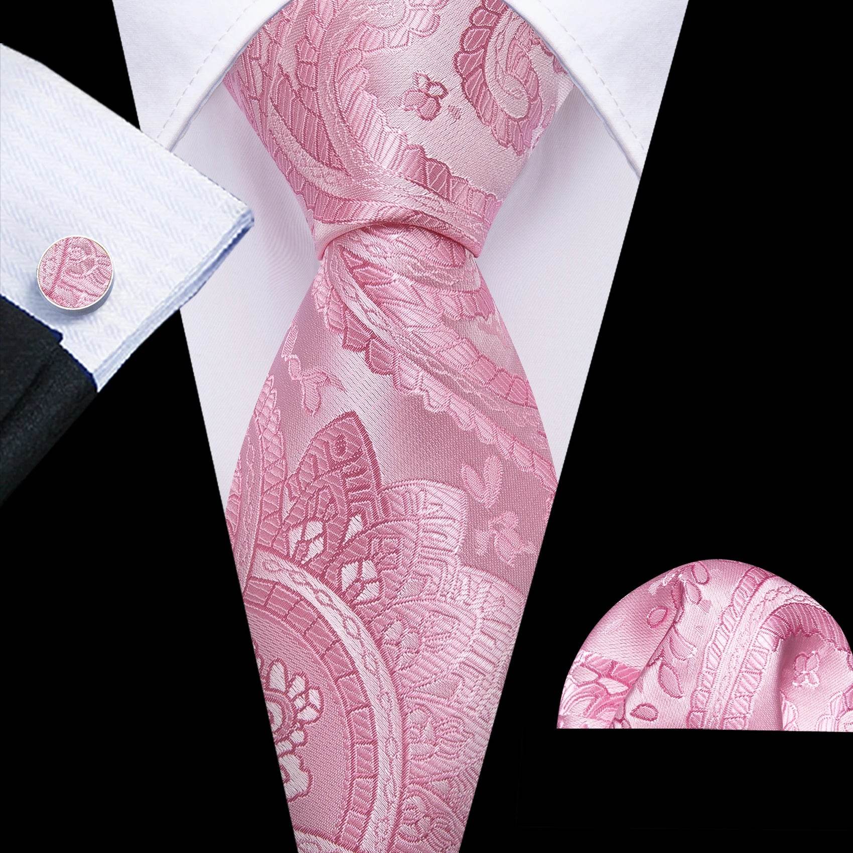Floral Jacquard Silk Tie Set for Men - VacationGrabs