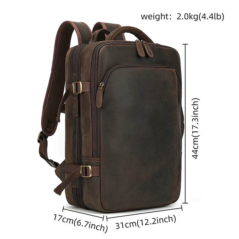 Business Leather Backpack Multifunctional Large Capacity Bag - VacationGrabs