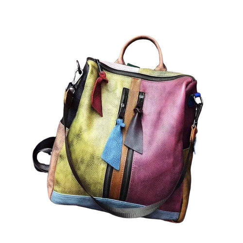 Oversized Women Vintage Leather Backpack Travel Casual - VacationGrabs
