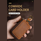 Crazy Horse Leather Double Zipper Key Chain Bag for Car/Home Keys - VacationGrabs