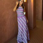 Women's striped purple and maxi dress, perfect for summer outings