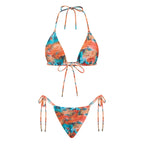 VacationGrabs Women 2 Pieces Bikini Swimsuit Spaghetti Strap Top Tie Side Triangle G-Thong Bathing Suit Beach Holiday Swimwear