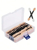 100/200Pcs Double-Headed Eyeshadow Brush, Disposable Dual Sided Eyeshadow Brush Double Ended Sponge Applicator Oval Tipped
