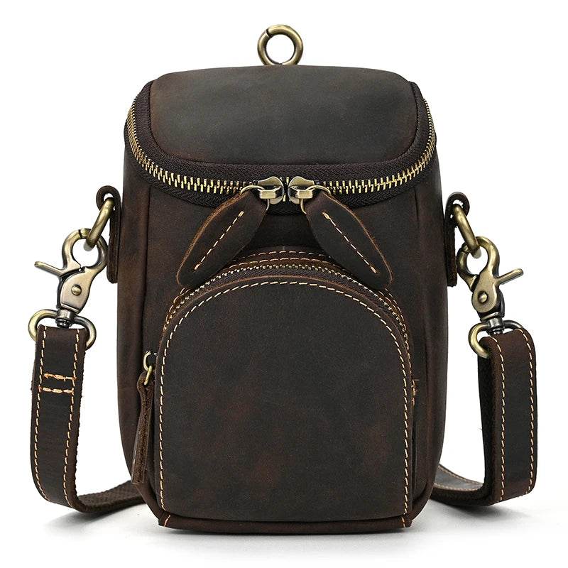 Unique Style Leather Shoulder Crossbody Bag Men's Vintage Phone Pouch - VacationGrabs