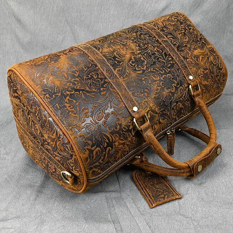 Vintage Leather Travel Bag for Men Large Capacity Hand Luggage - VacationGrabs
