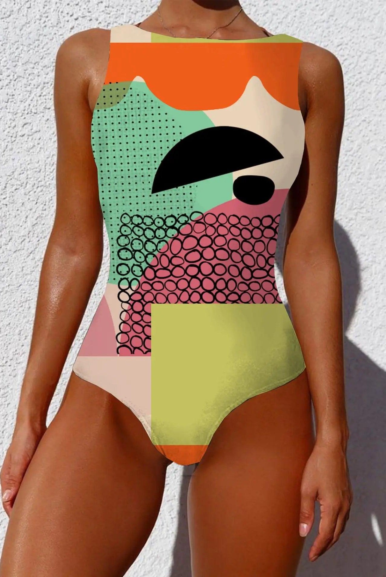 Women's Swimwear - 1PC Vintage Abstract Swimwear Womens