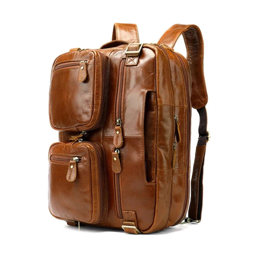 Genuine Leather Men’s Travel Backpack Luxury School Bag 17"