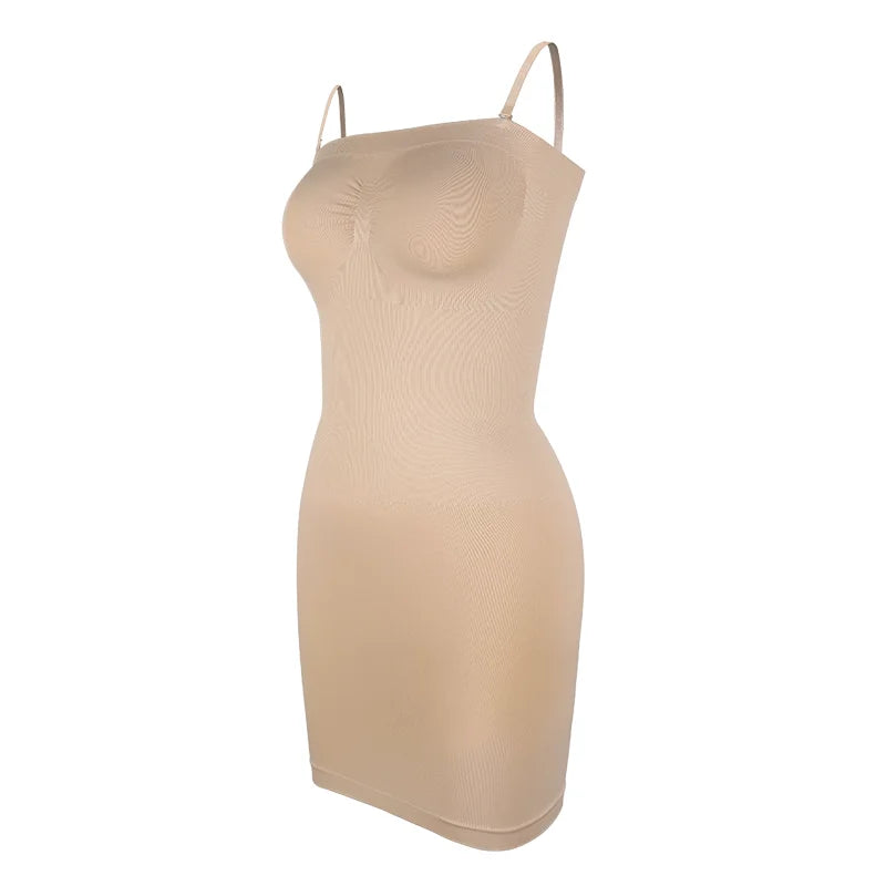 Strapless Shapewear Slip Dress, Adjustable Strap Body Shaper