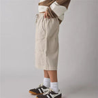 VacationGrabs Cargo Bermuda Shorts Women Drawstring Elastic Waist Multi Pocket Loose Wide Leg Jort Y2K Street Casual Capri Bottoms