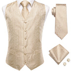 Beige necktie and vest set for formal events, how to tie