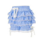 VacationGrabs Fairycore Heart Eyelet Lace Ruffle Shorts Women Multi Tier Frill Bow Decor Elastic Waist Harajuku Girls Daily Bloomers