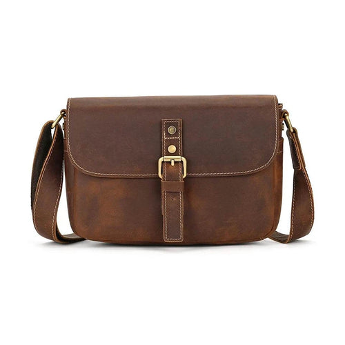 Retro Crazy Horse Leather Crossbody Shoulder Bag Men - VacationGrabs