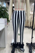 Women's Striped Flare Pants Ruffle Drawstring High Waist