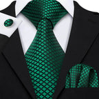 Green Silk Tie Set for Men: Multiple Shades Available - VacationGrabs