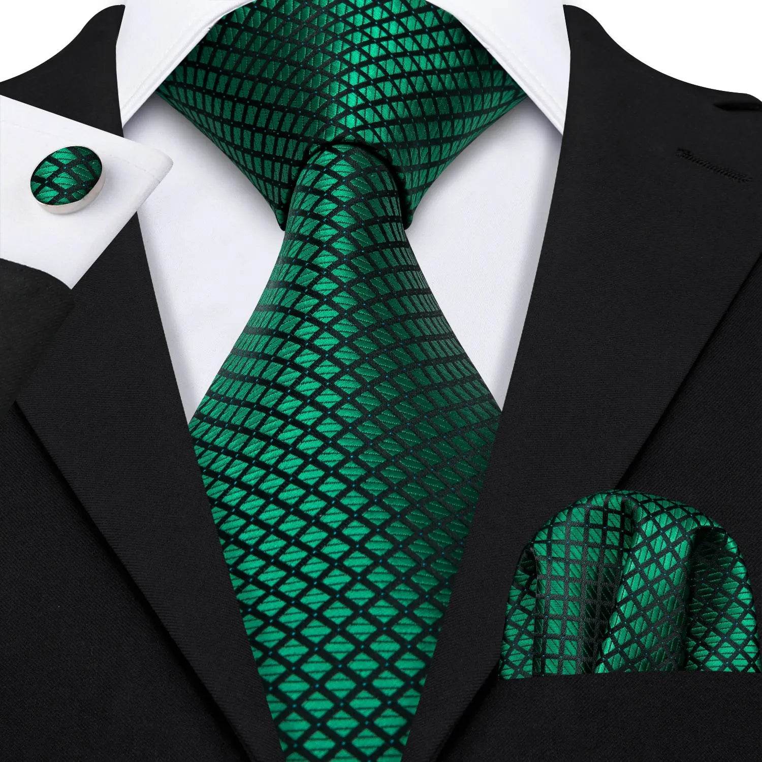 Green Silk Tie Set for Men: Multiple Shades Available - VacationGrabs