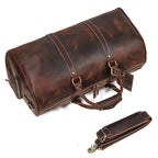 Vintage Leather Travel Duffle Bag With Shoe Pocket Weekend Bag - VacationGrabs