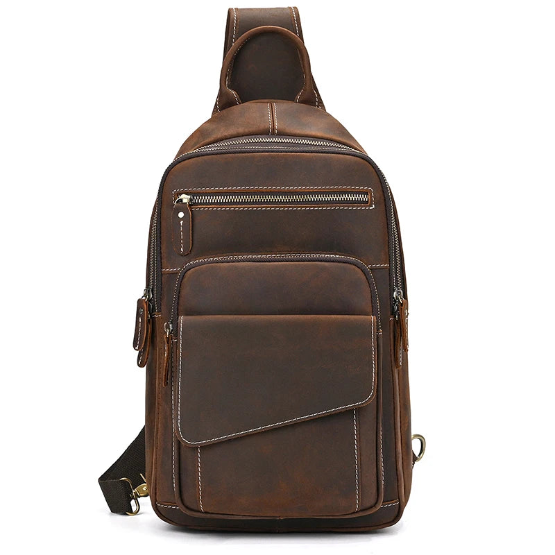 Men's Genuine Leather Chest Sling Bag | Real Cowhide